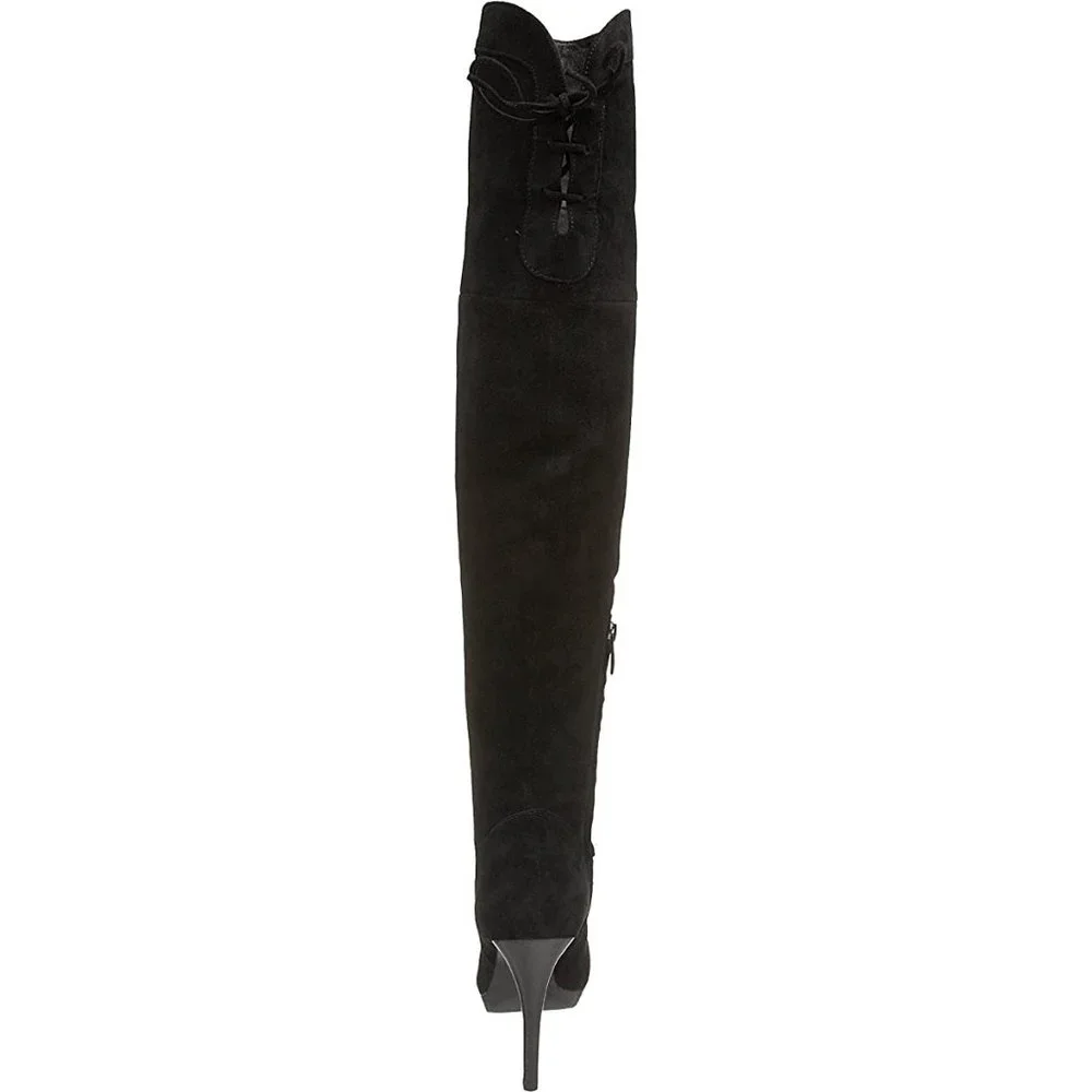 Sam Edelman Vesey Suede Over-The-Knee Boots in Black - Picture 3 of 15